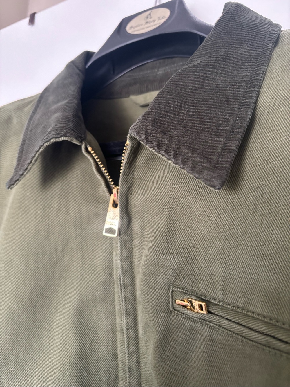 TNA Olive Green Crop Zip Jacket with Corduroy Collar - Picture 3 of 6
